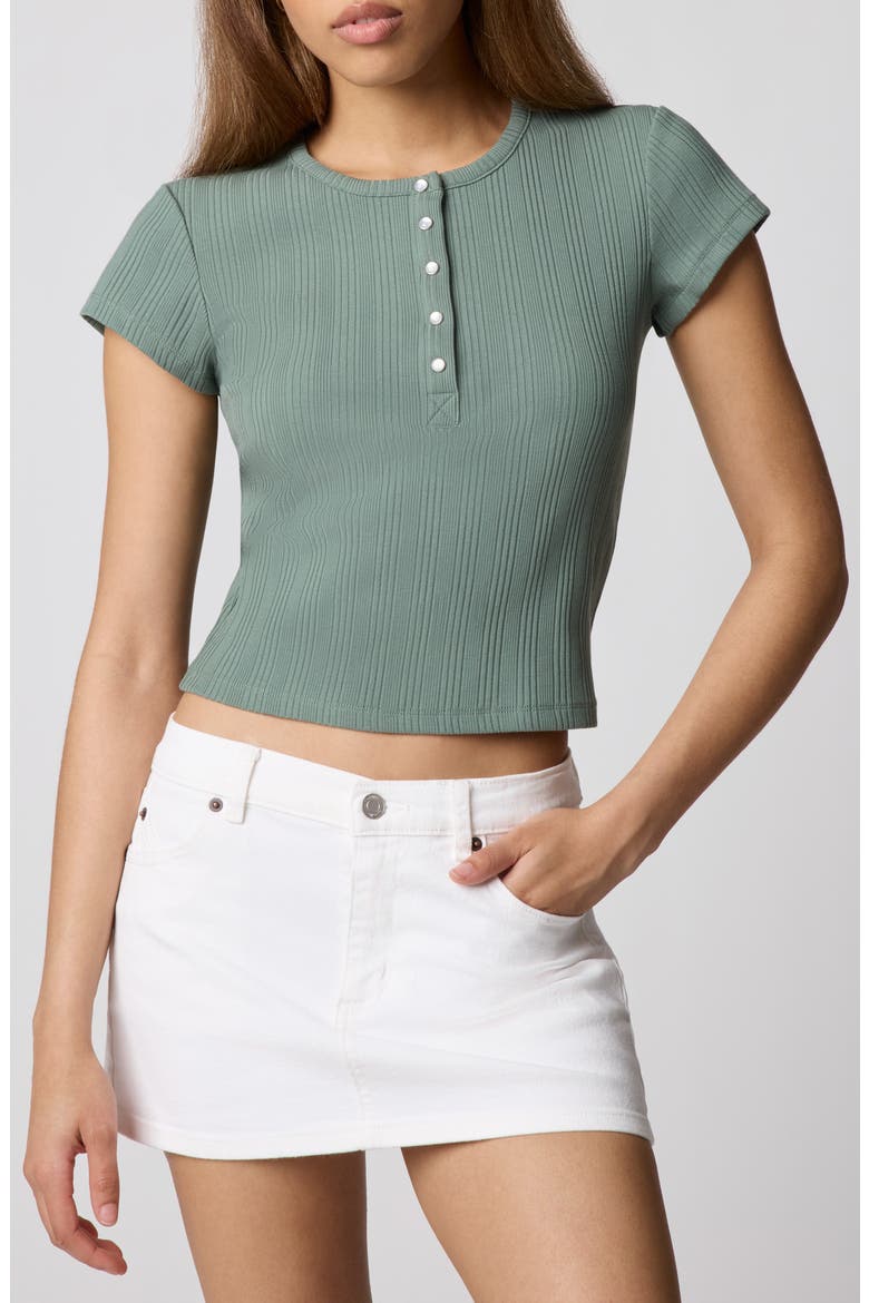 Ribbed Henley Short Sleeve T-Shirt, Main, color, LAUREL WREATH