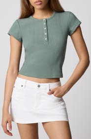 Florence by Mills Ribbed Henley Short Sleeve T-Shirt