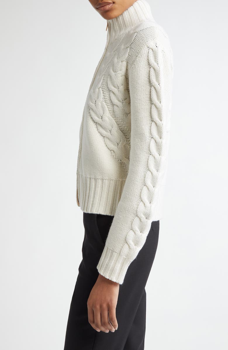 Max Mara Mabel Two-Way Zip Funnel Neck Wool & Cashmere Cardigan, Alternate, color, 