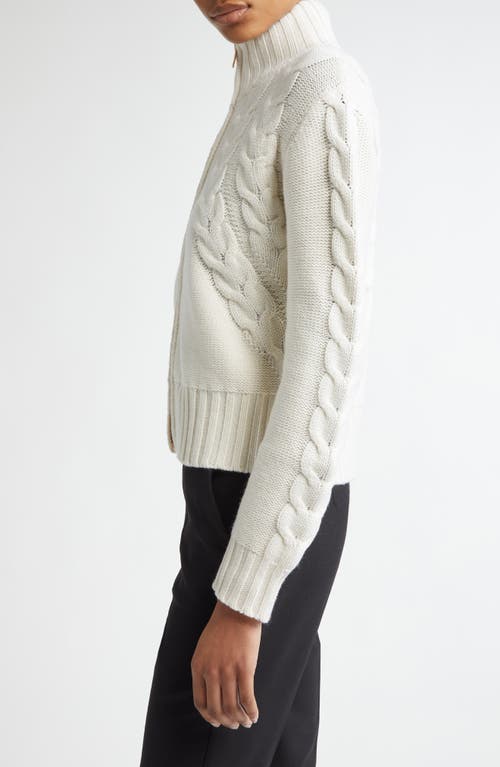 Max Mara Mabel Two-way Zip Funnel Neck Wool & Cashmere Cardigan In White