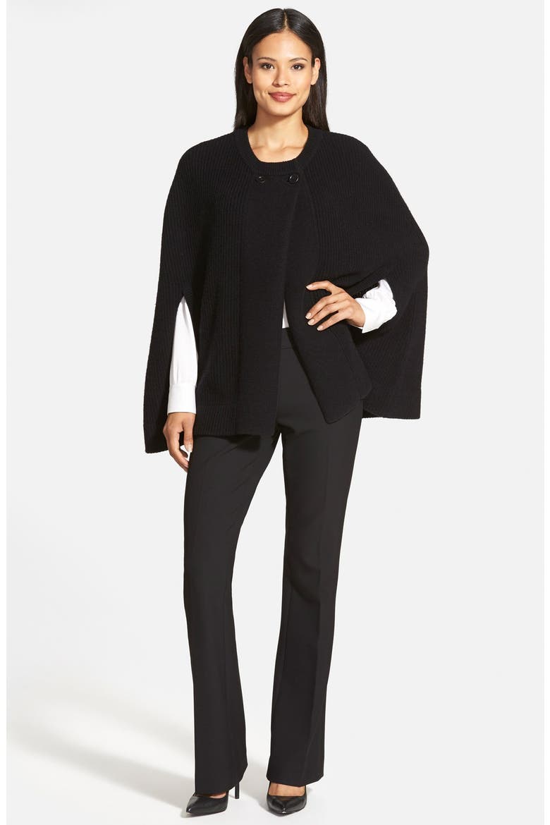 Wool & Cashmere Cape Cardigan, Alternate, color, BLACK