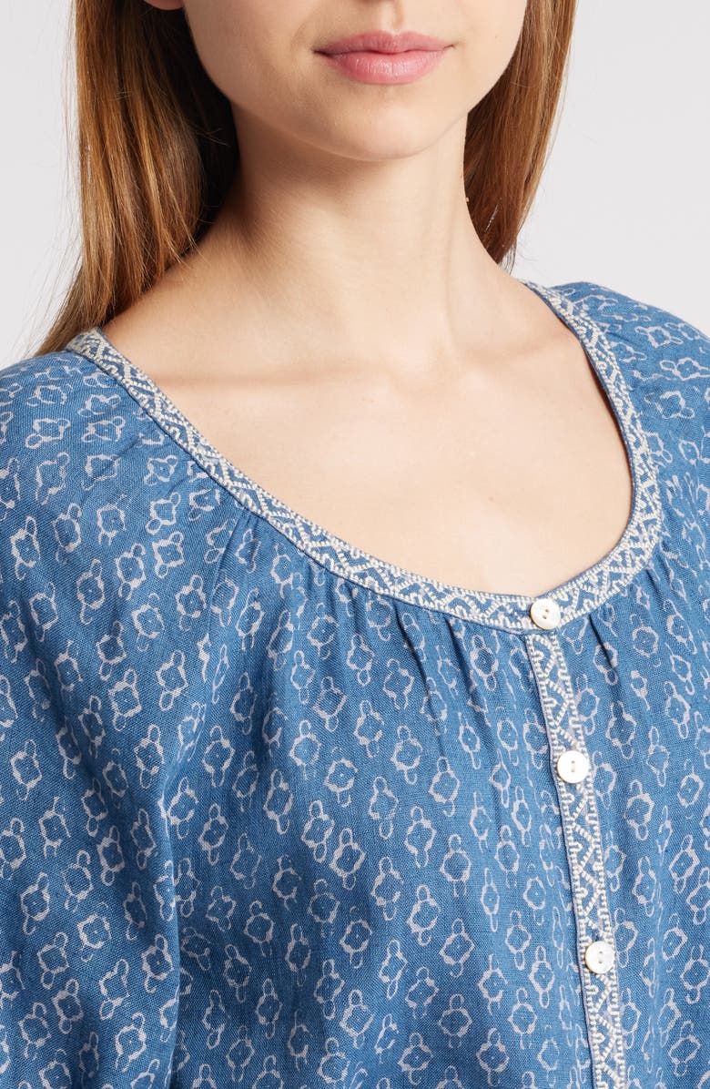 Faherty Carmel Linen Button-Up Minidress, Alternate, color, Key Largo Blue