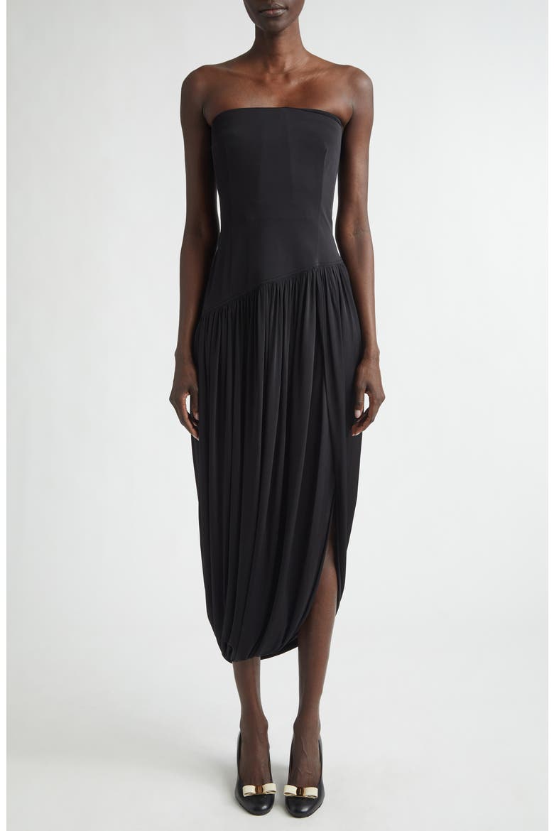 Bustier Jersey Gown, Alternate, color, NERO