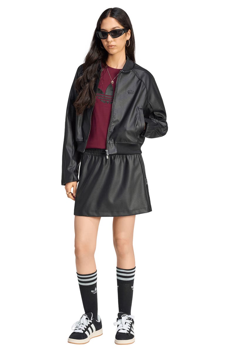 adidas Originals SST Faux Leather Track Jacket, Alternate, color, Black/ Maroon