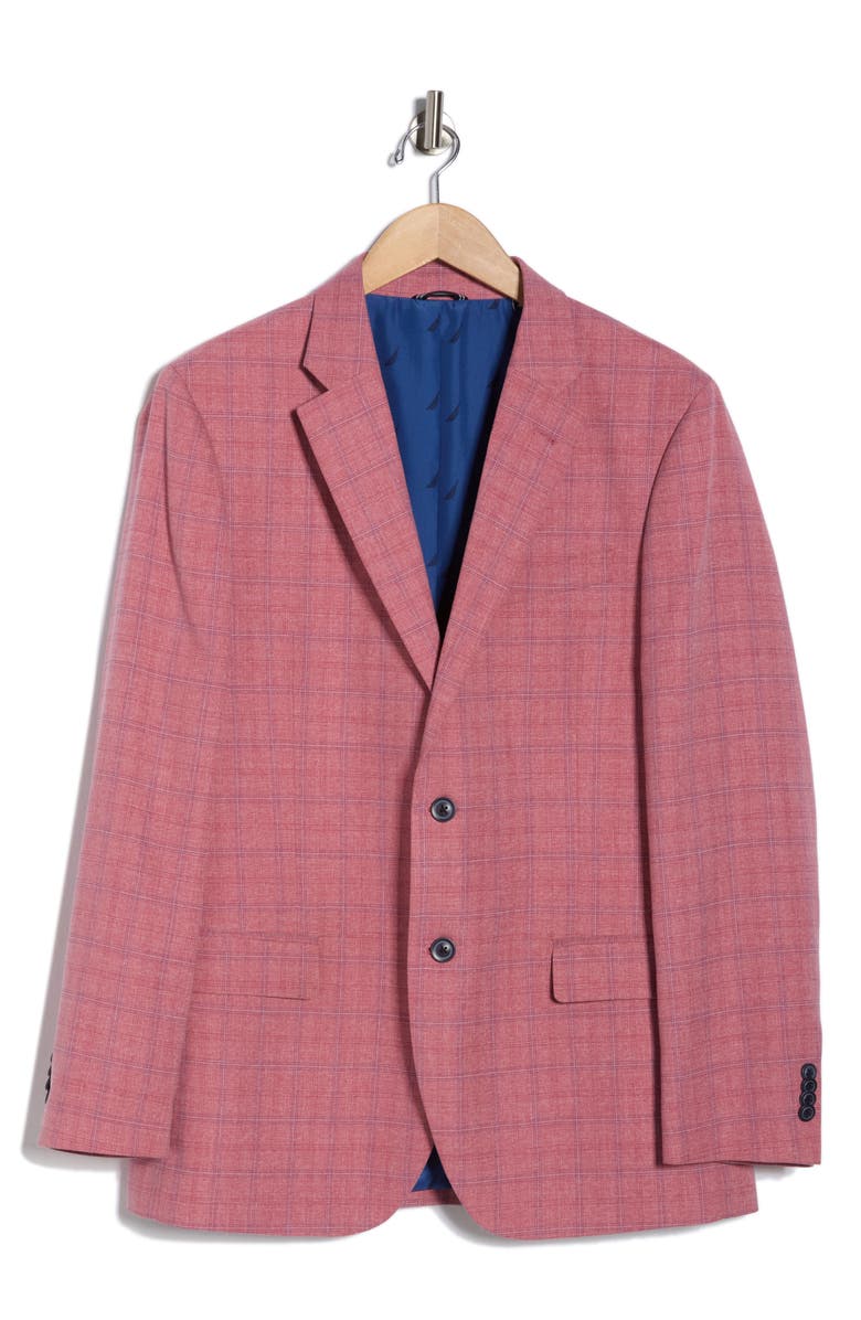 Nautica Pink Windowpane Plaid Stretch Sport Coat, Alternate, color, Pink