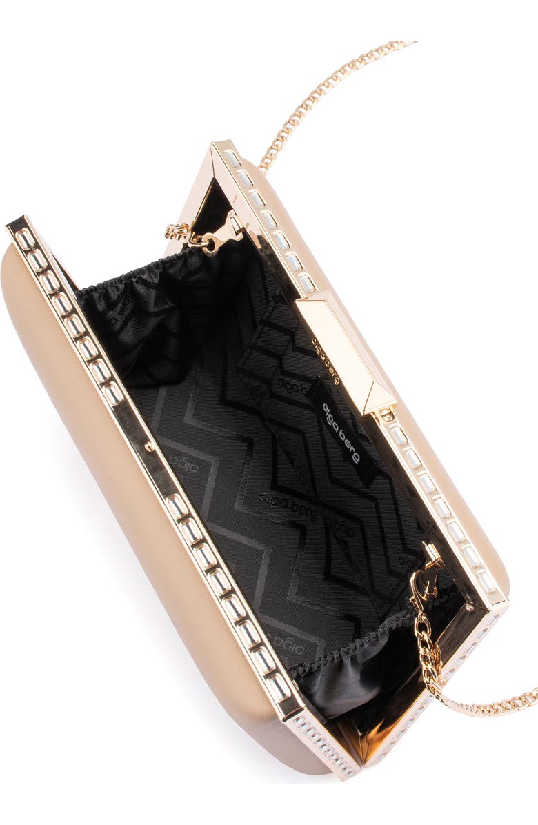 Olga Berg Sammi Crystal Frame Clutch, Alternate, color, Natural