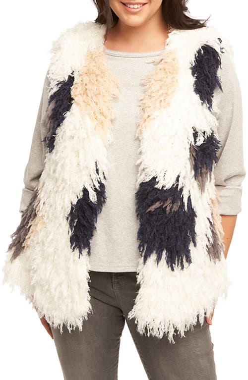 Tart Mave Spot Shaggy Faux Fur Vest In White