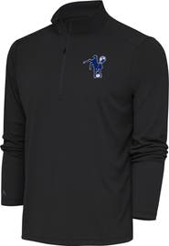 ANTIGUA Men's Antigua Charcoal Indianapolis Colts Team Logo Throwback Tribute Quarter-Zip Pullover Top
