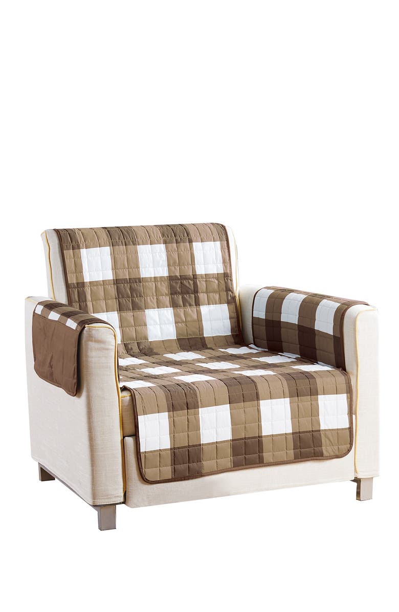 Duck River Textile Taupe/Chocolate Alba Reversible Waterproof Microfiber Chair Cover, Main, color, 