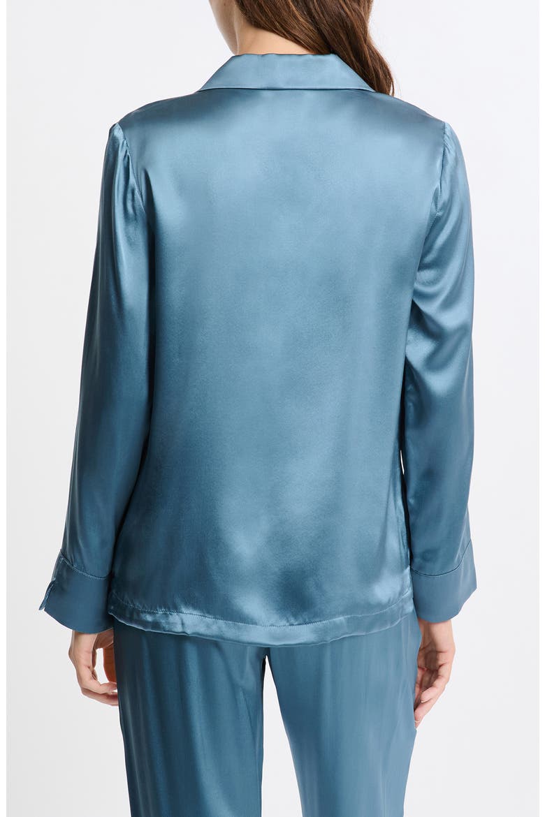 Pearly Silk Chemise Button-Up Pajama Shirt, Alternate, color, ENCRE