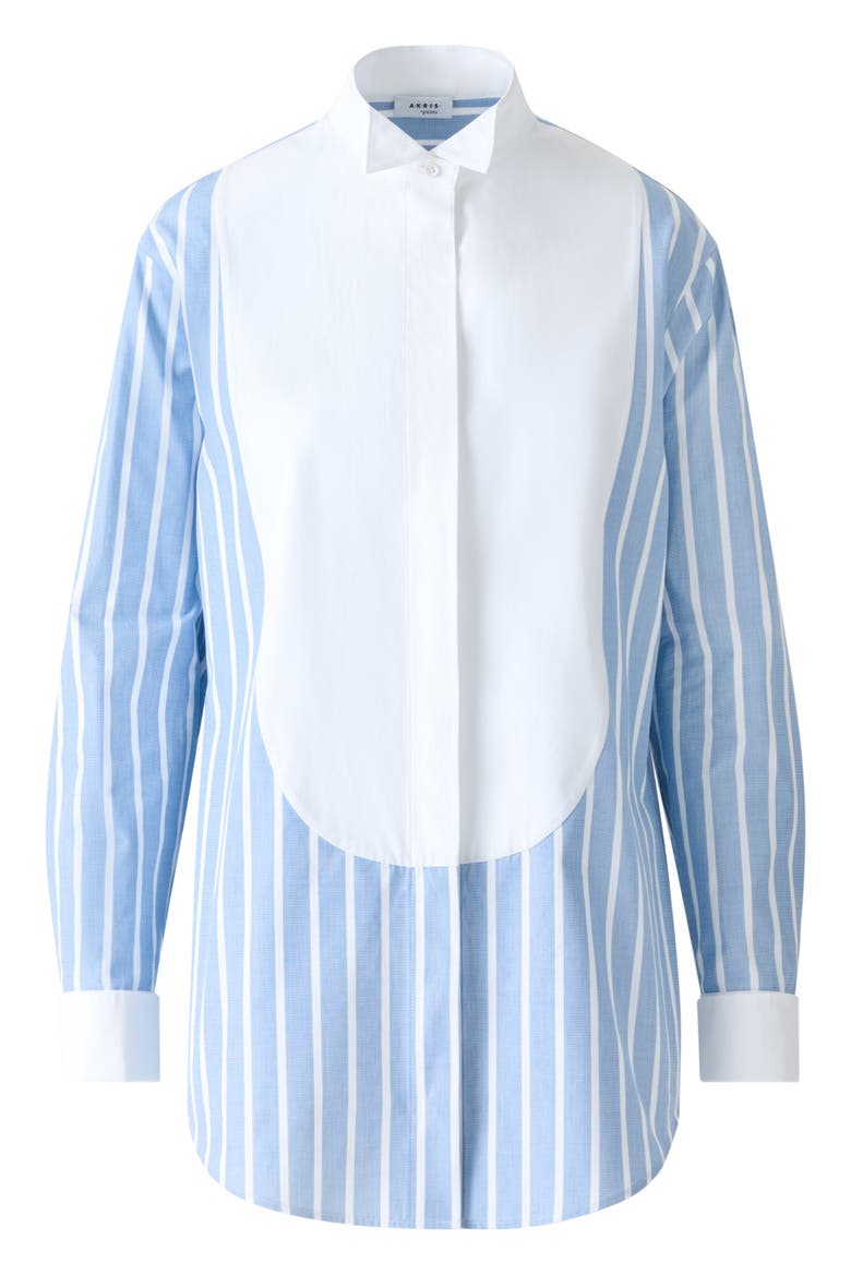 Stripe Plastron Button-Up Shirt, Alternate, color, SKY-CREAM