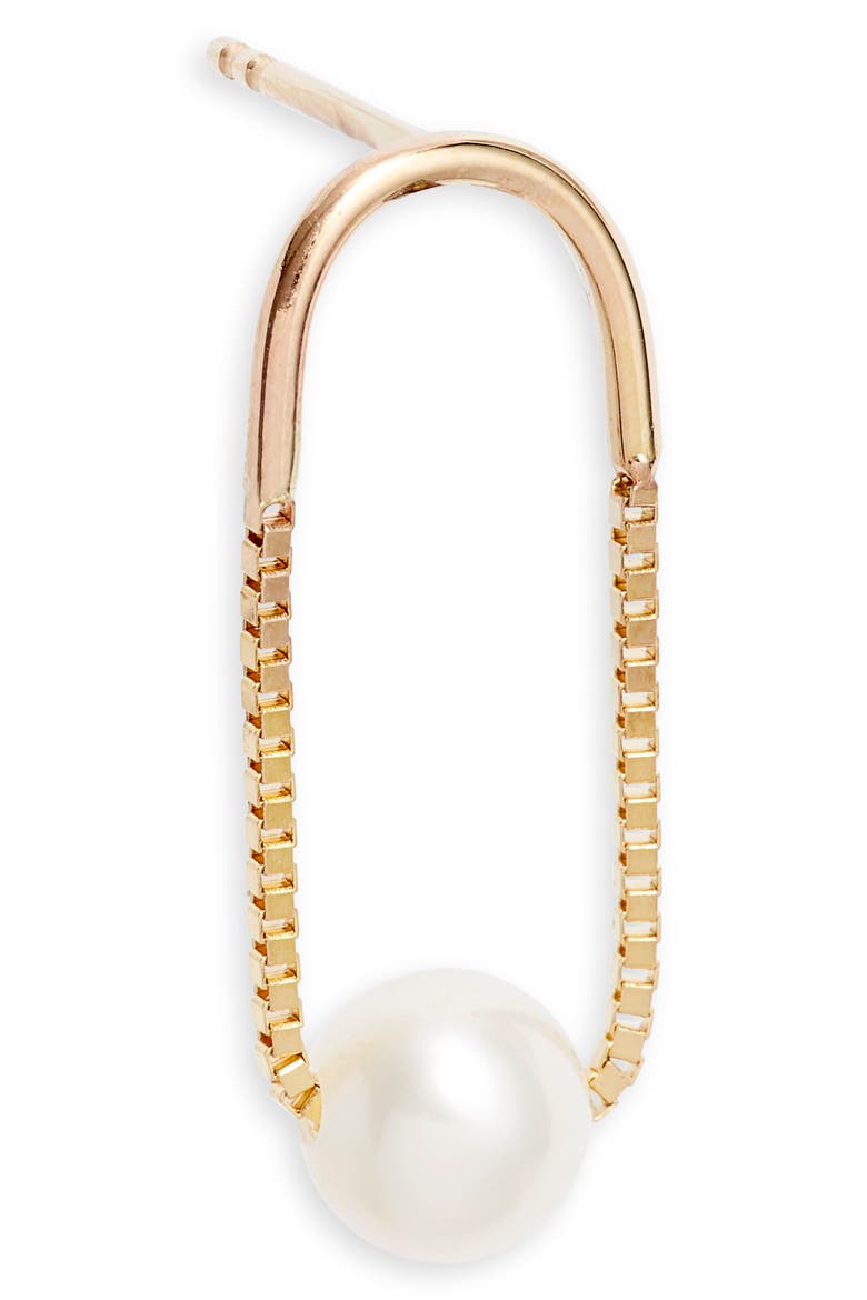 Crescent Pearl Drop Earrings, Alternate, color, YELLOW GOLD
