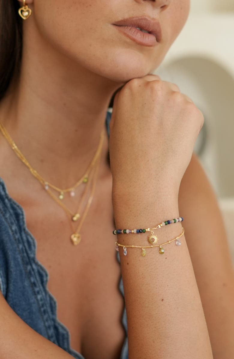 Estella Bartlett Amelia Shine Bright Mixed Stone Slide Bracelet, Alternate, color, Gold