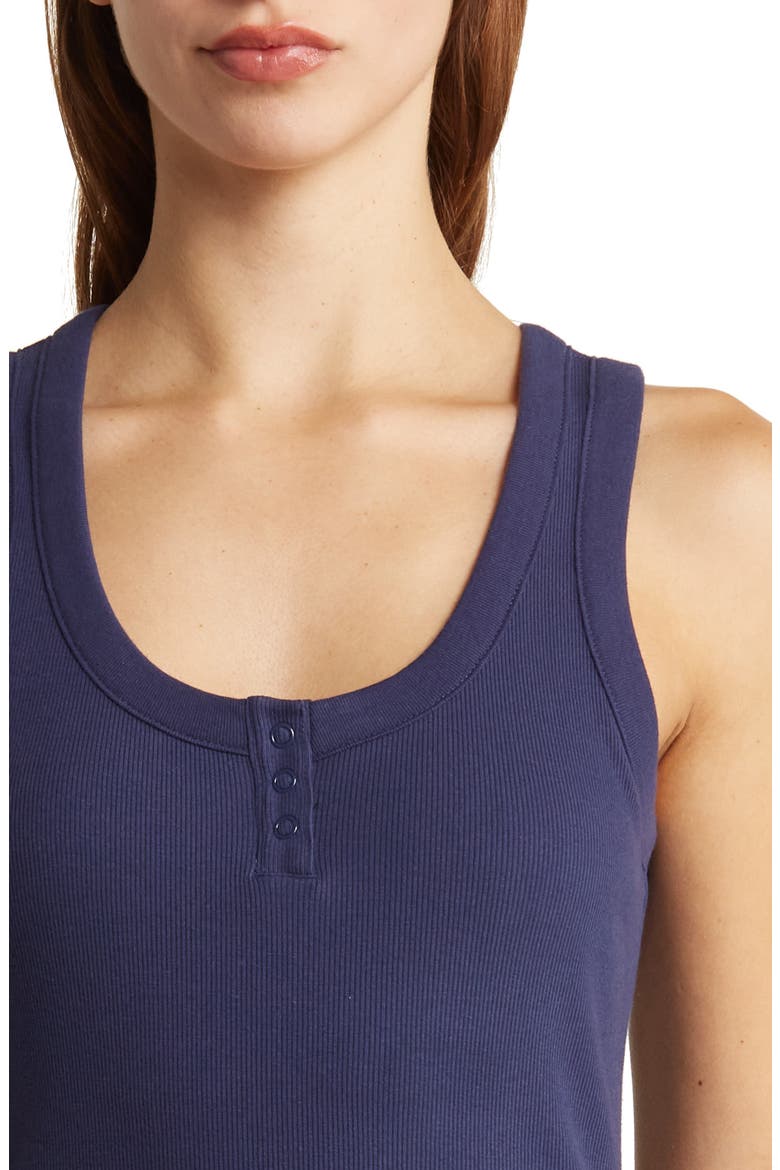 Milla Rib Shelf Bra Henley Tank, Alternate, color, NAVY