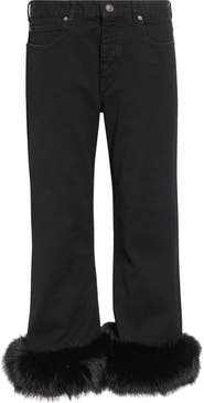 Balenciaga Faux Fur Trim Crop Flare Jeans