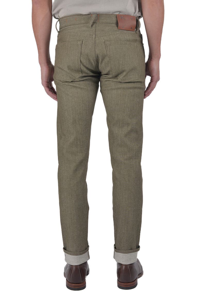 The Pen Slim 10.5-Ounce Stretch Selvedge Jeans, Alternate, color, DARK GREEN RAW