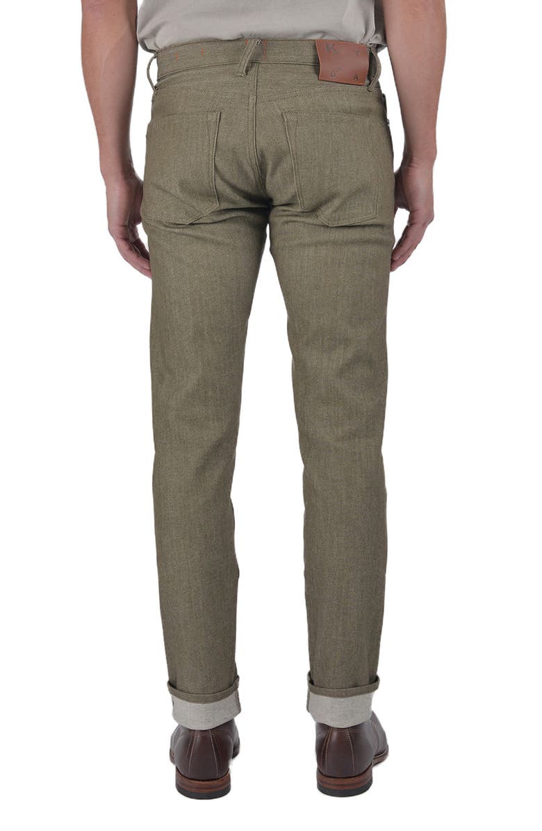 HIROSHI KATO The Pen Slim 10.5-Ounce Stretch Selvedge Jeans, Alternate, color, Dark Green Raw