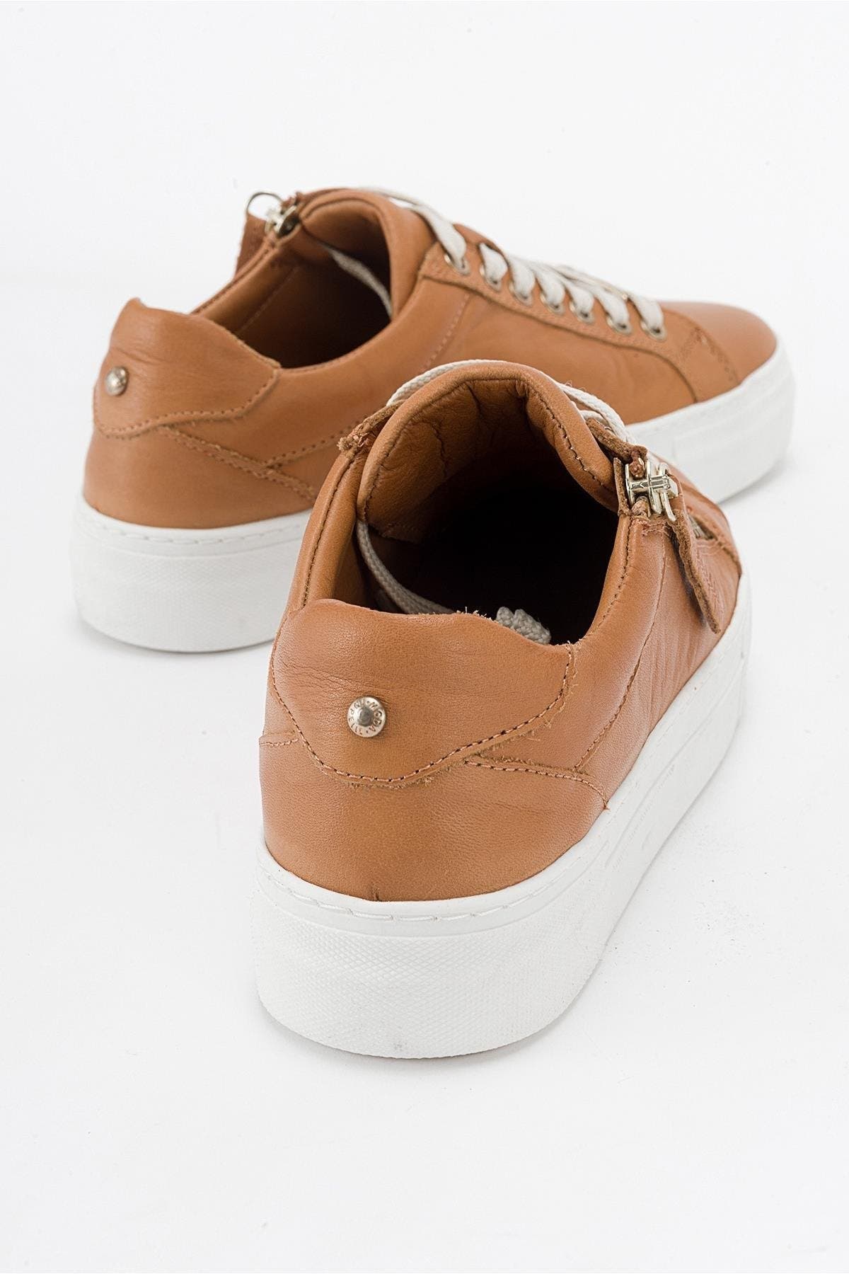 Forever & Always Shoes Beryl Leather Zip Sneaker, Alternate, color, Cognac Brown Leather