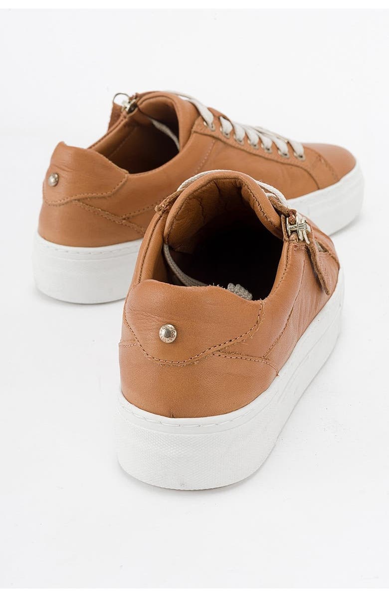 Forever & Always Shoes Beryl Leather Zip Sneaker, Alternate, color, Cognac Brown Leather