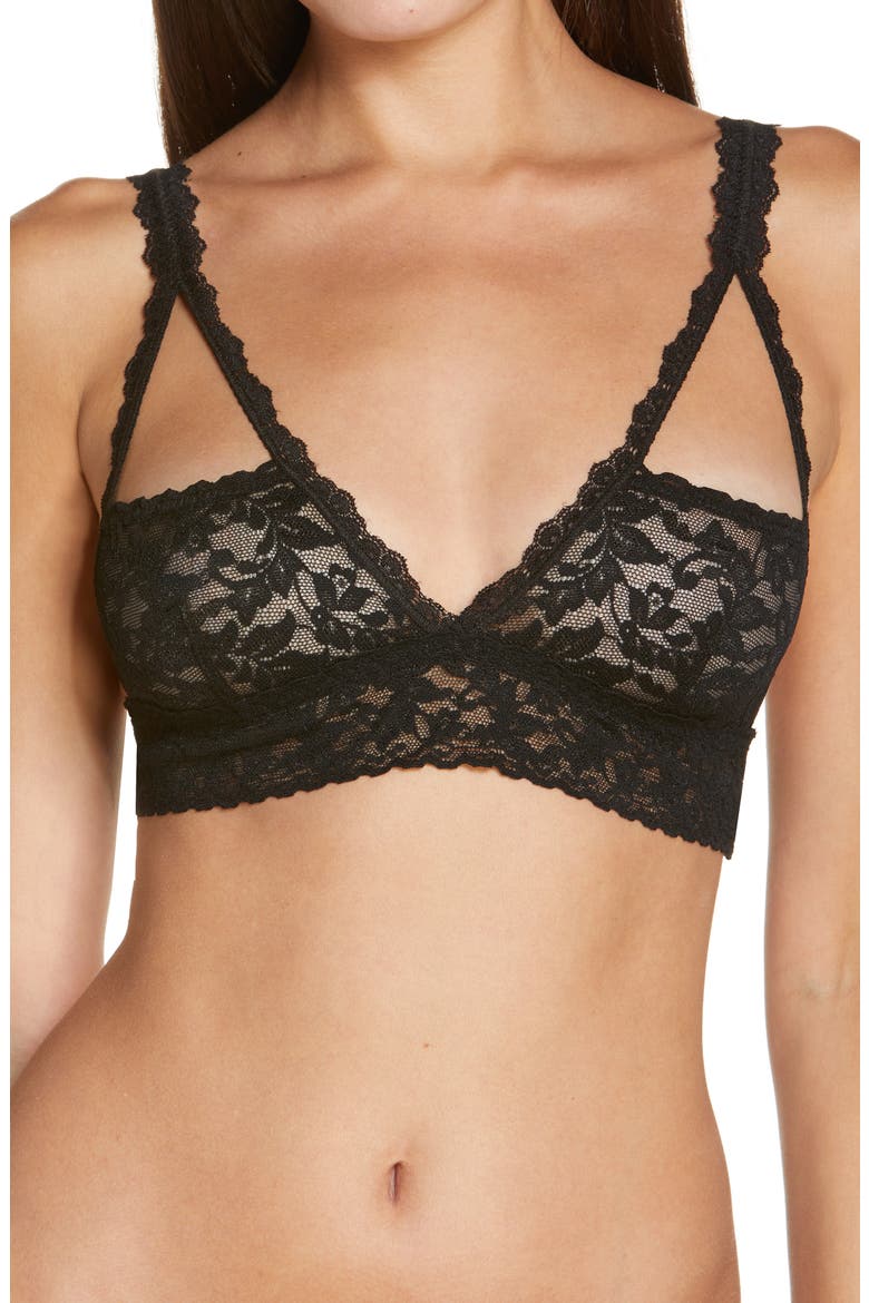 Retro Half Cup Bralette, Main, color, BLACK