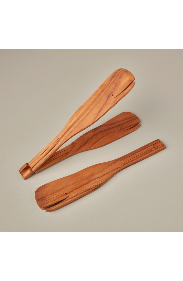 Be Home Teak Whale Flip Tongs, Alternate, color, Brown