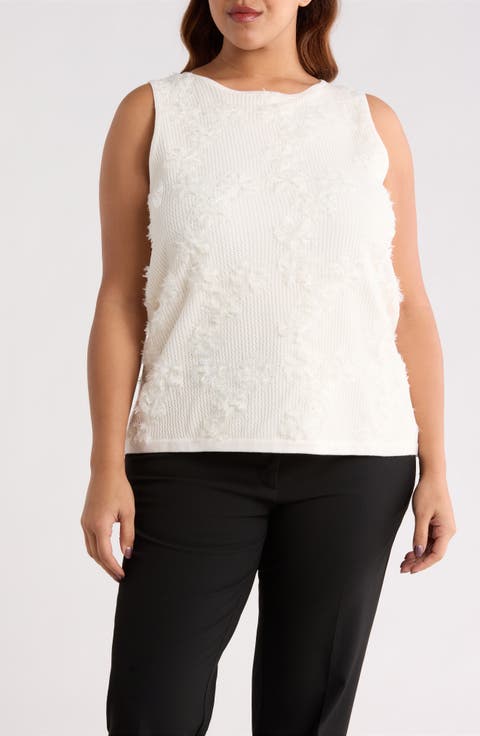 Organza Appliqué Sweater Tank (Plus)