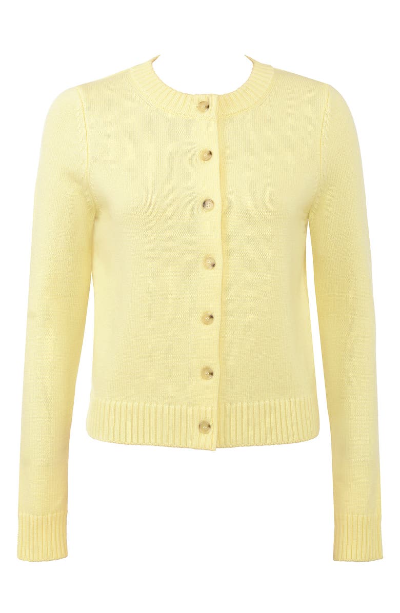 HOUSE OF CB Signature Lemon Merino Wool Blend Cardigan, Alternate, color, Lemon
