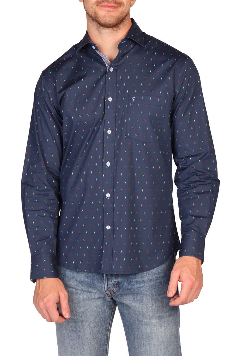 Classic Fit Stretch Cotton Button-Down Shirt, Main, color, NAVY