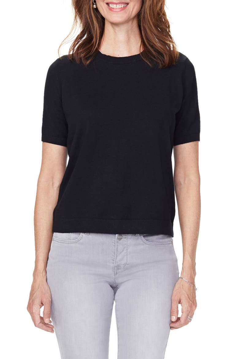 Short Sleeve Knit Top, Main, color, BLACK