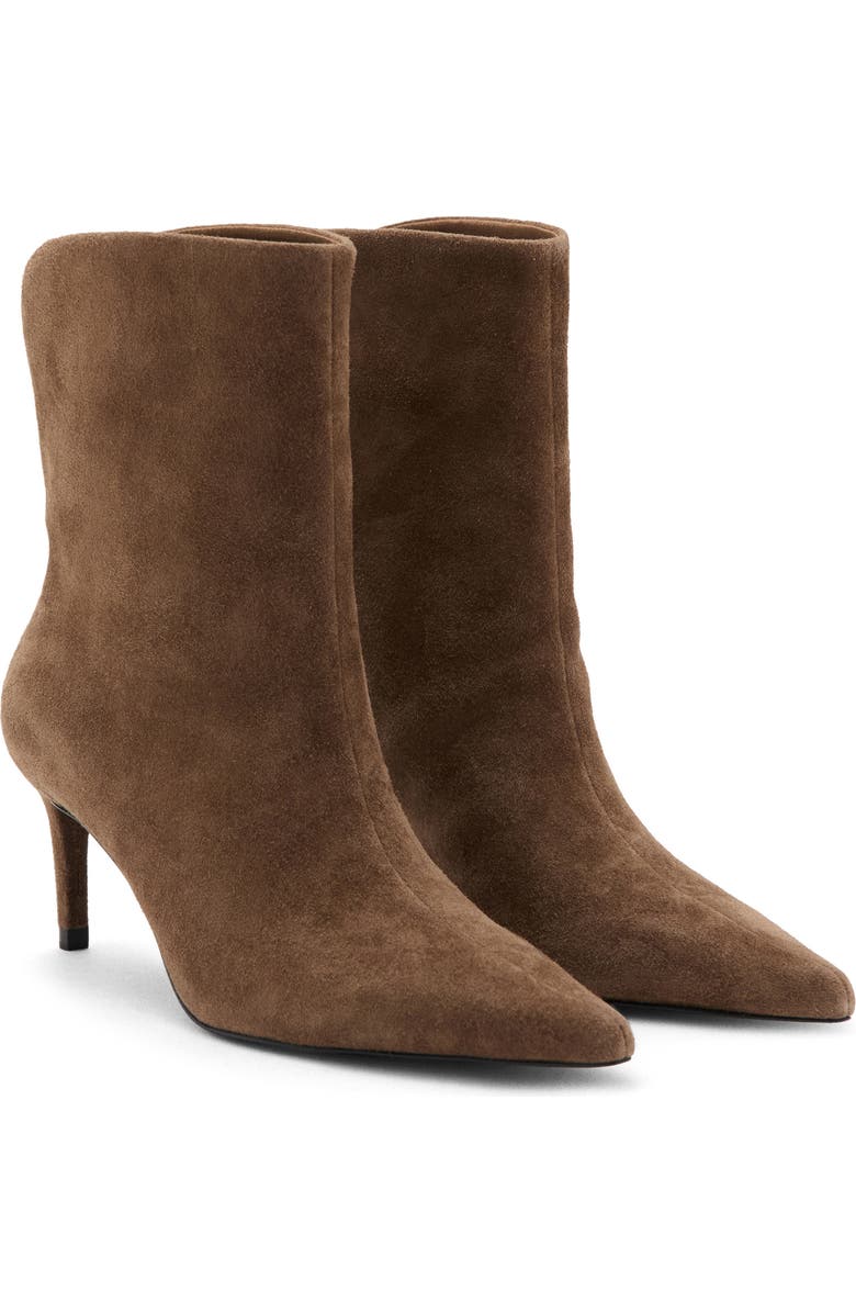 MANGO Pointed Toe Stiletto Bootie, Main, color, Medium Brown