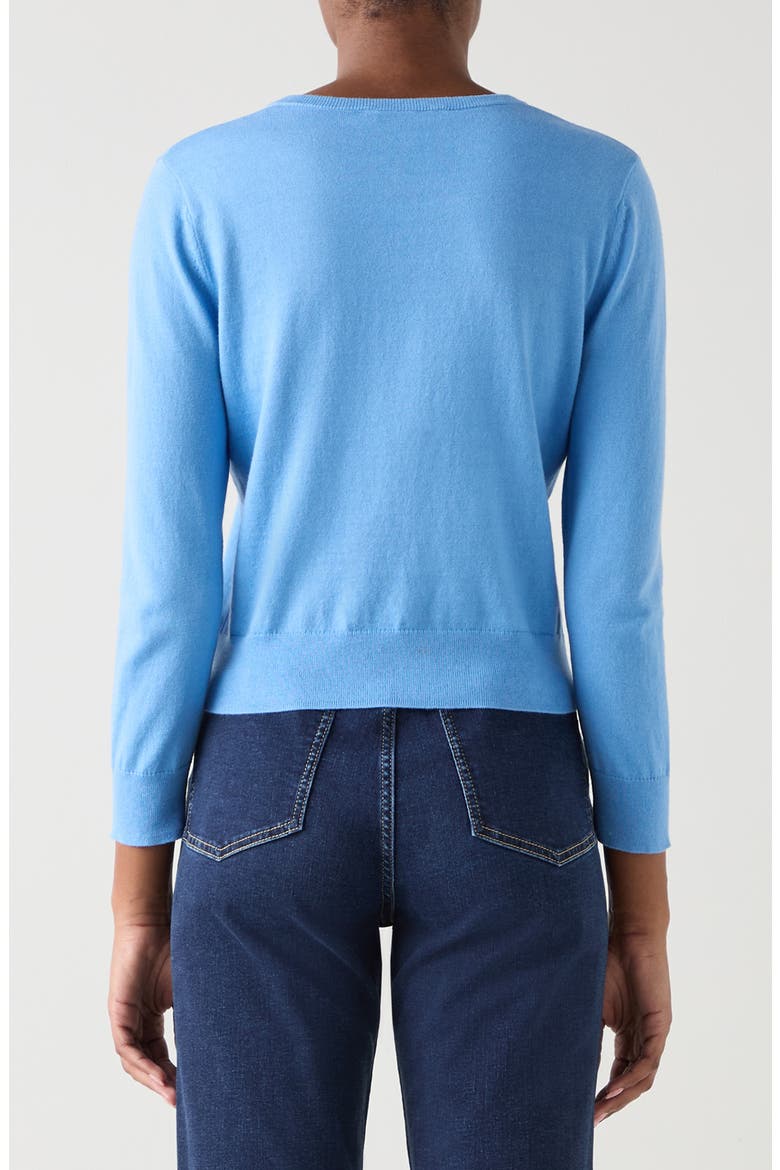Lottie Fine Cotton & Wool Cardigan, Alternate, color, BLUE