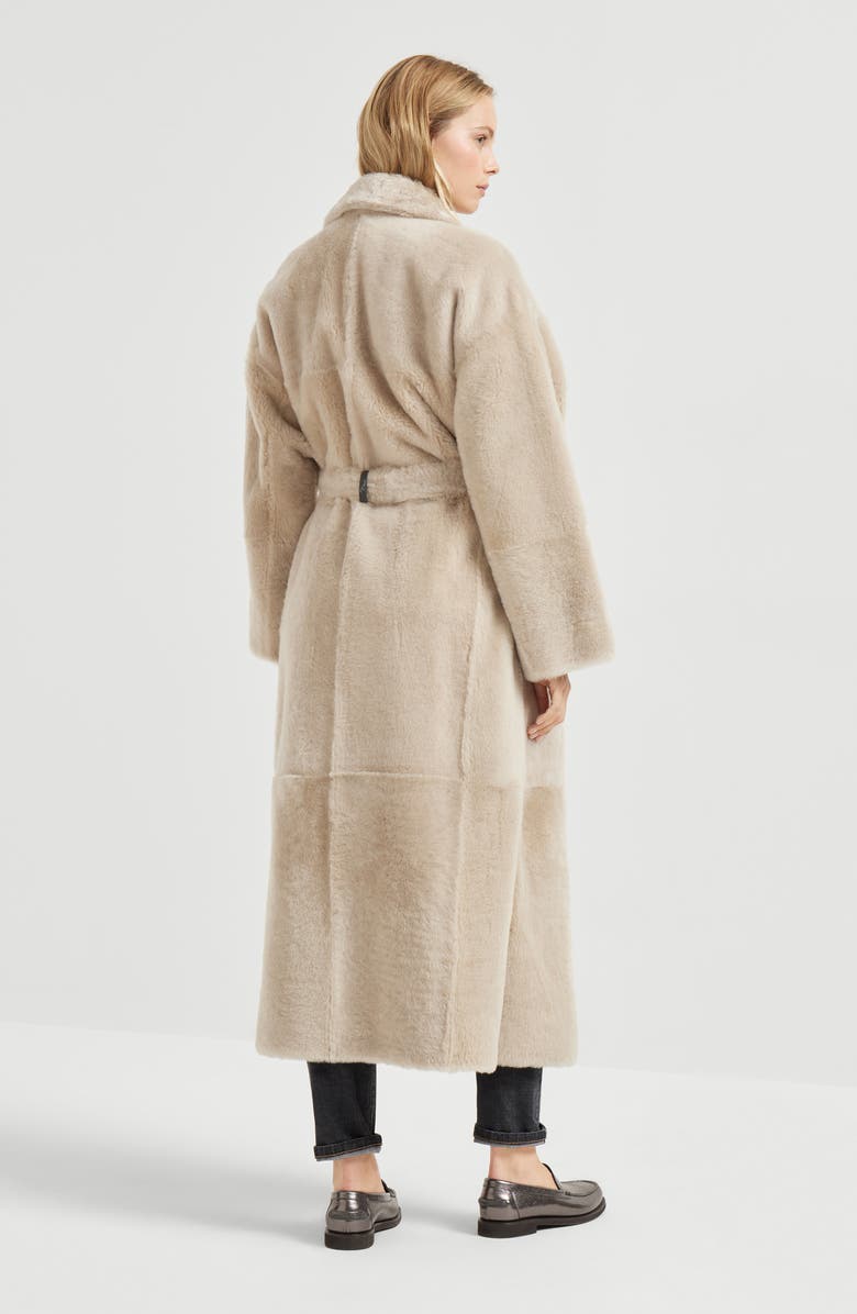 Brunello Cucinelli Shearling reversible coat, Alternate, color, Cool Beige