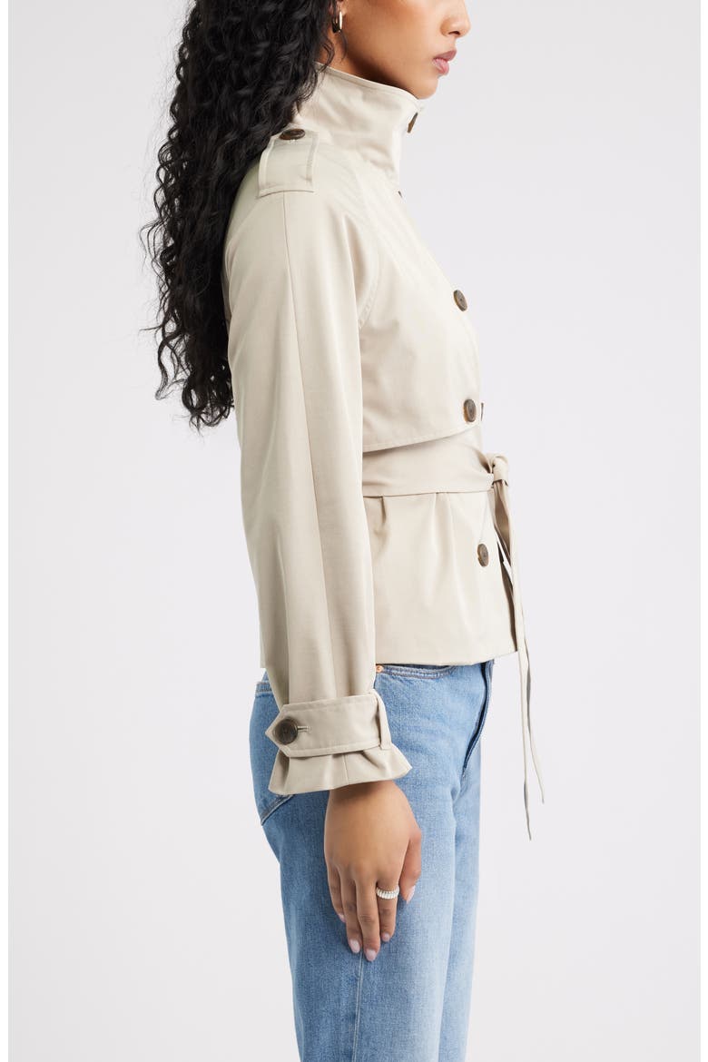Double Breasted Crop Trench Coat, Alternate, color, GREY FEATHER