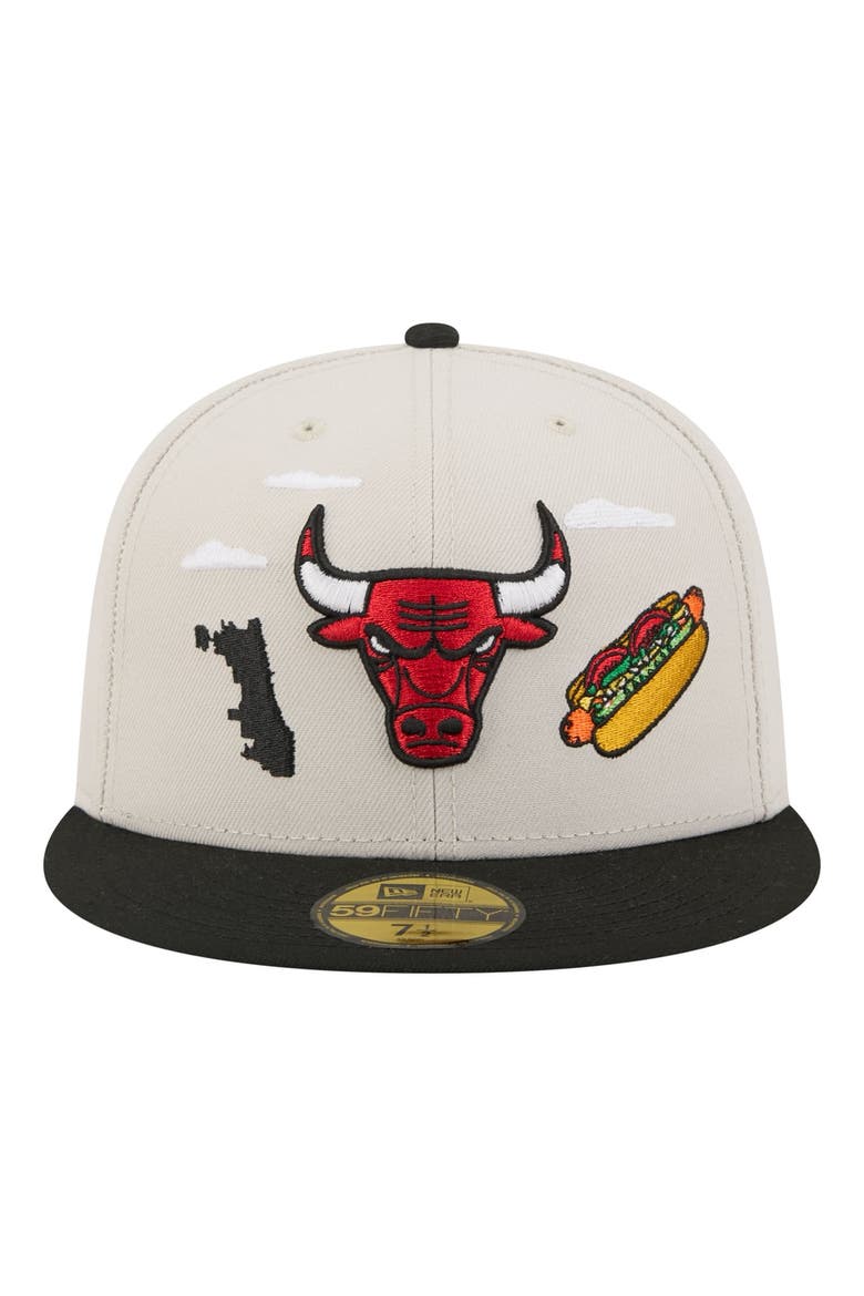 Men's New Era  Tan/Black Chicago Bulls Localized City Icon 59FIFTY Fitted Hat, Alternate, color, Tan