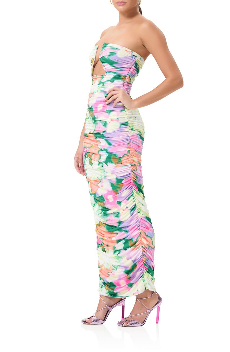 AFRM Alisha Ruched Cutout Strapless Maxi Dress, Alternate, color, 