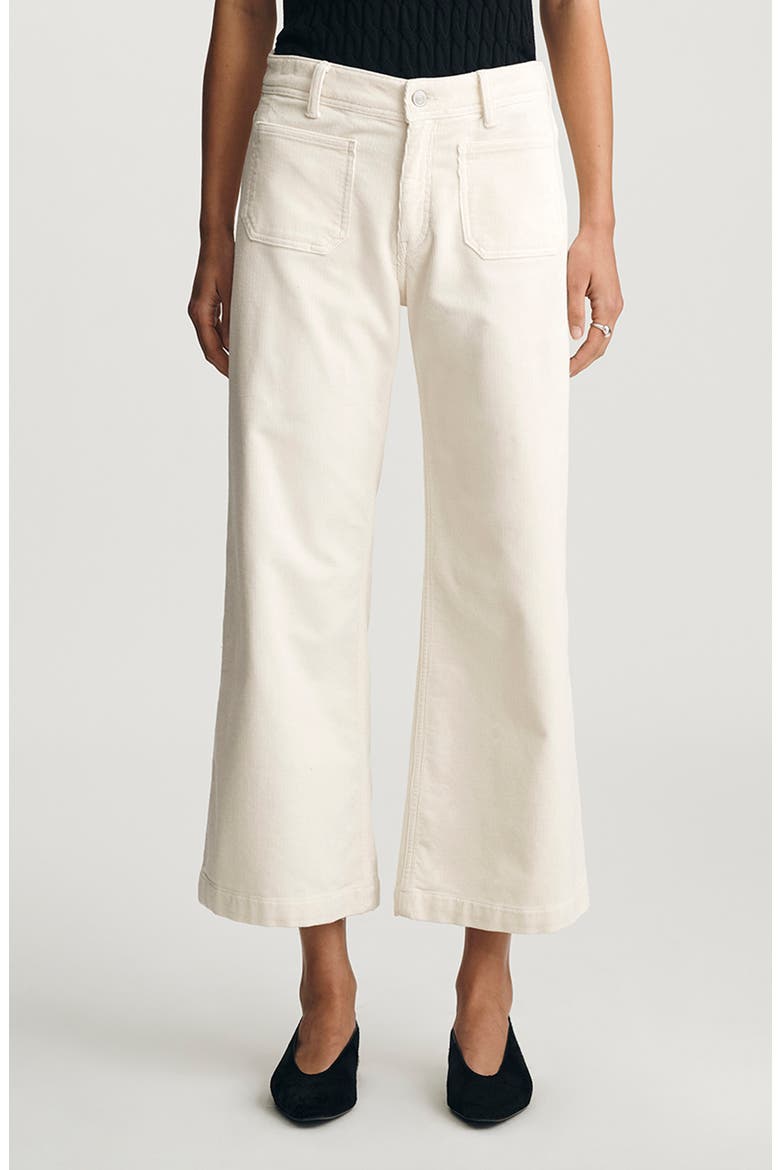 Paloma Marine Patch Pocket Ankle Wide Leg Corduroy Pants, Main, color, WHITE CORD
