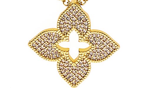 Rivka Friedman Pavé Cz Flower Pendant Necklace In Gold
