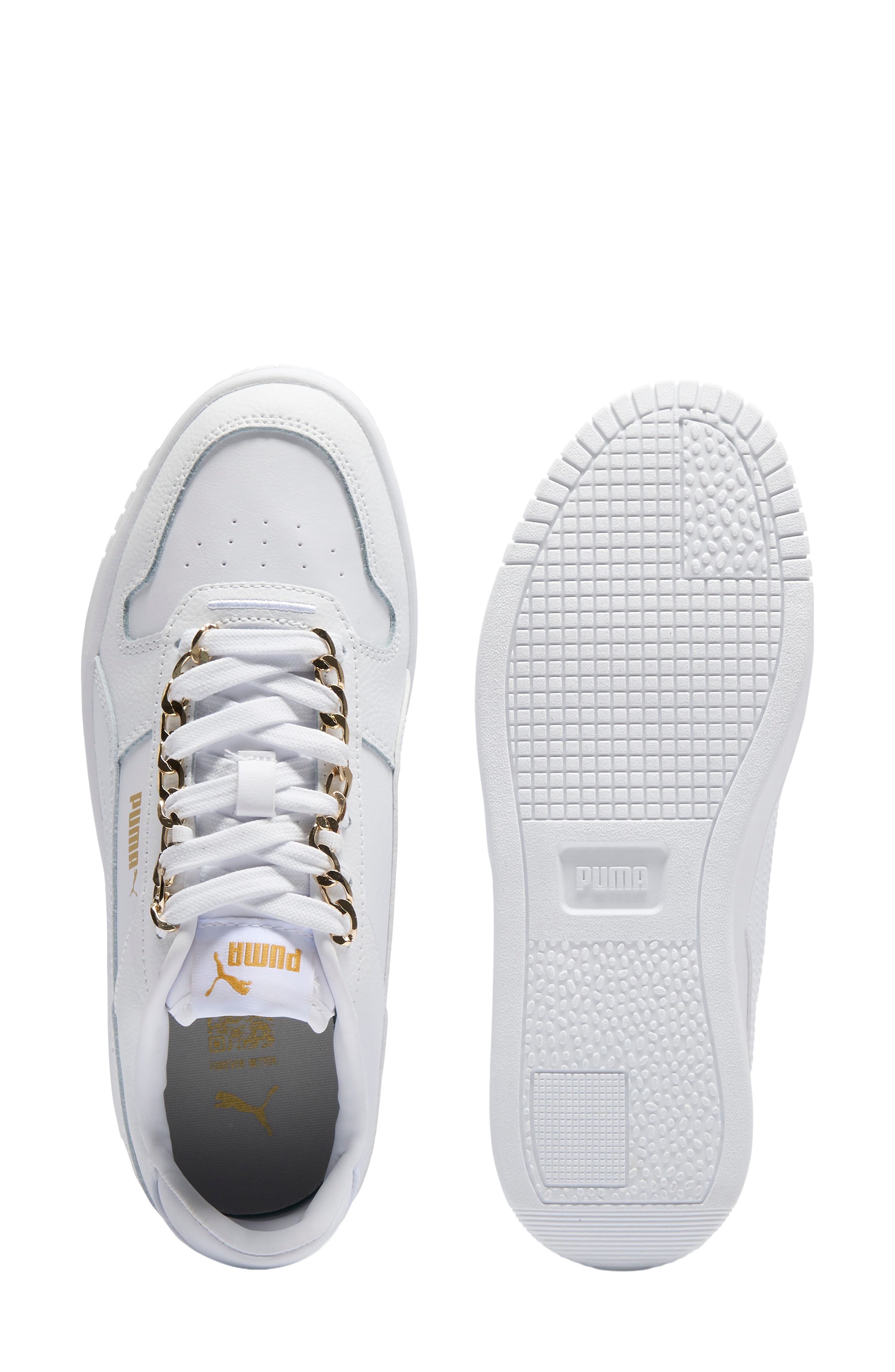Carina Street Bling Leather Platform Sneaker, Alternate, color, PUMA WHITE/ PUMA WHITE/ GOLD