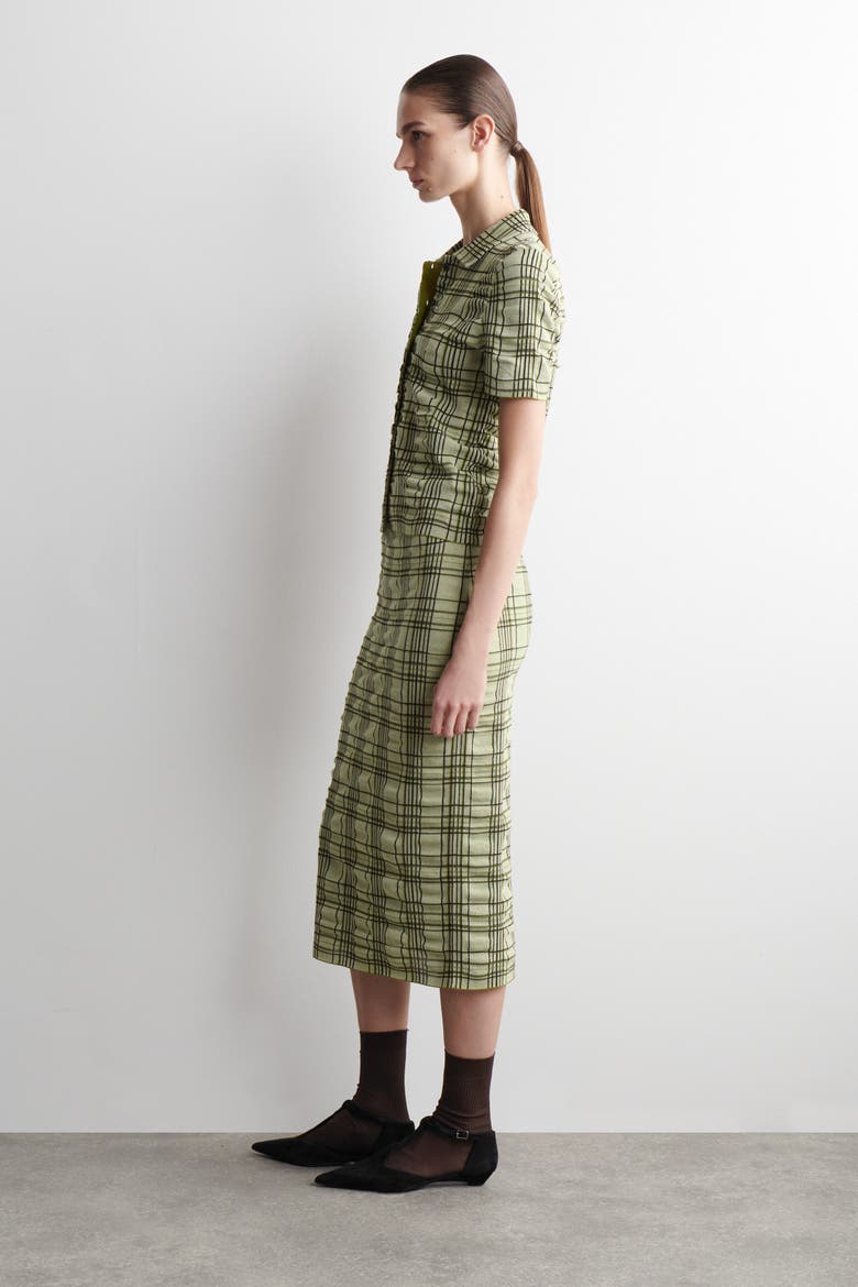 Checked Cotton-Jacquard Shirt, Alternate, color, GREEN / CHECKED