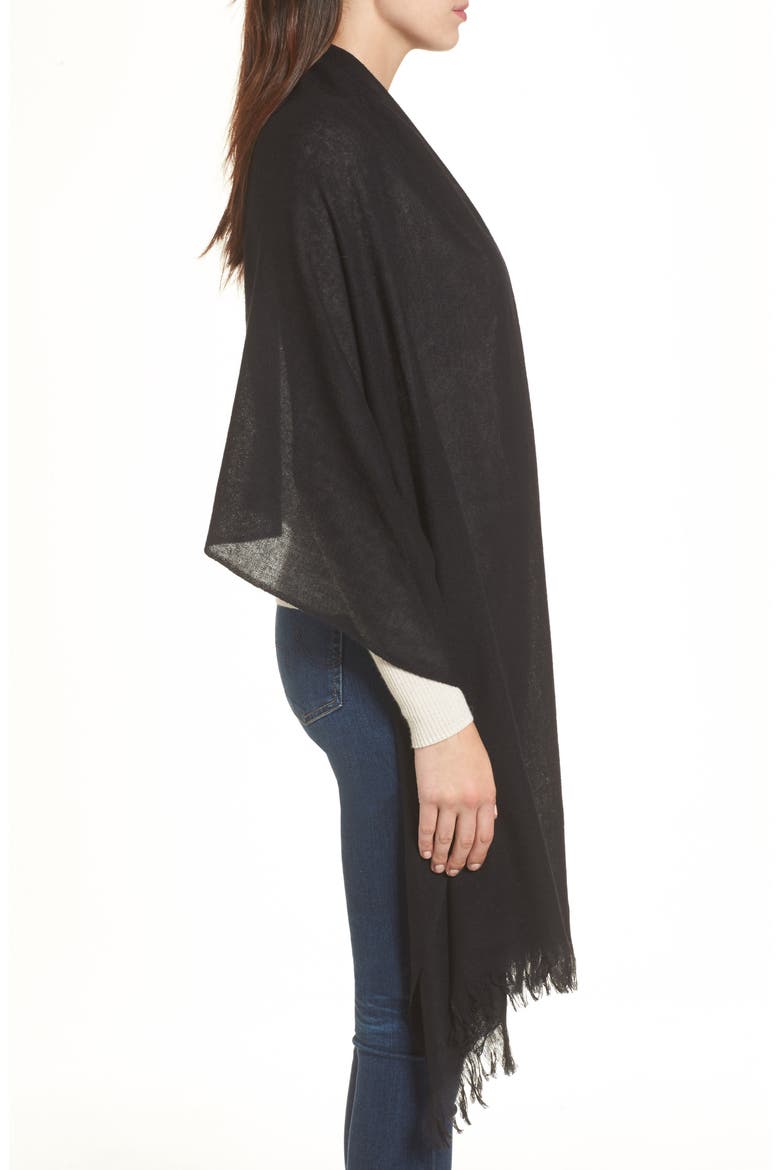 Heathered Cashmere Gauze Scarf, Alternate, color, BLACK