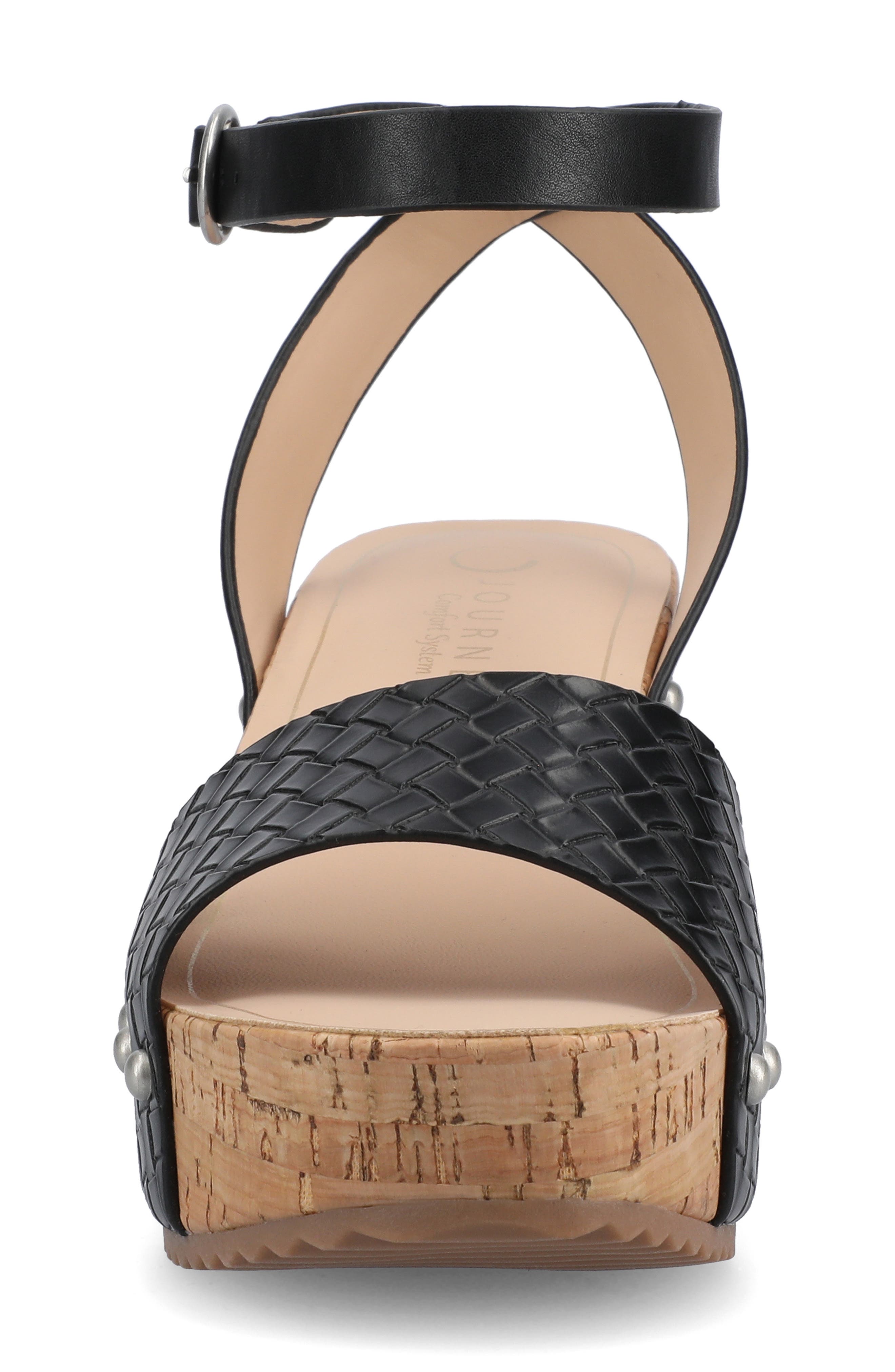 Journee Collection Vanessa Block Heel Platform Sandal, Alternate, color, Black Woven