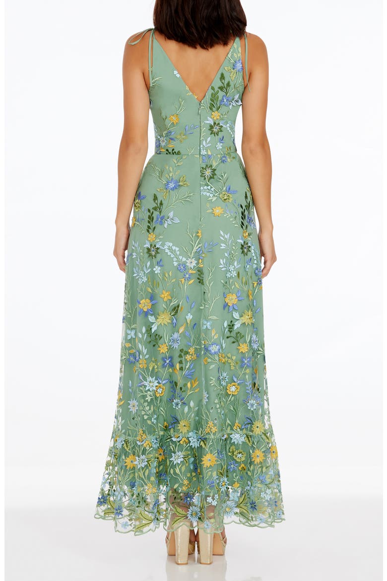 Sunny Embroidered Floral A-Line Gown, Alternate, color, SAGE MULTI
