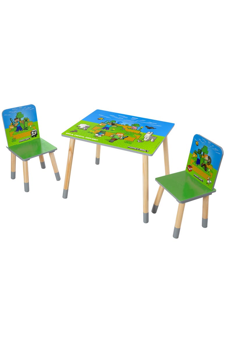 Kids Wooden Table & Chair Set Green & Blue, 3Piece Decor, Main, color, Multicolored