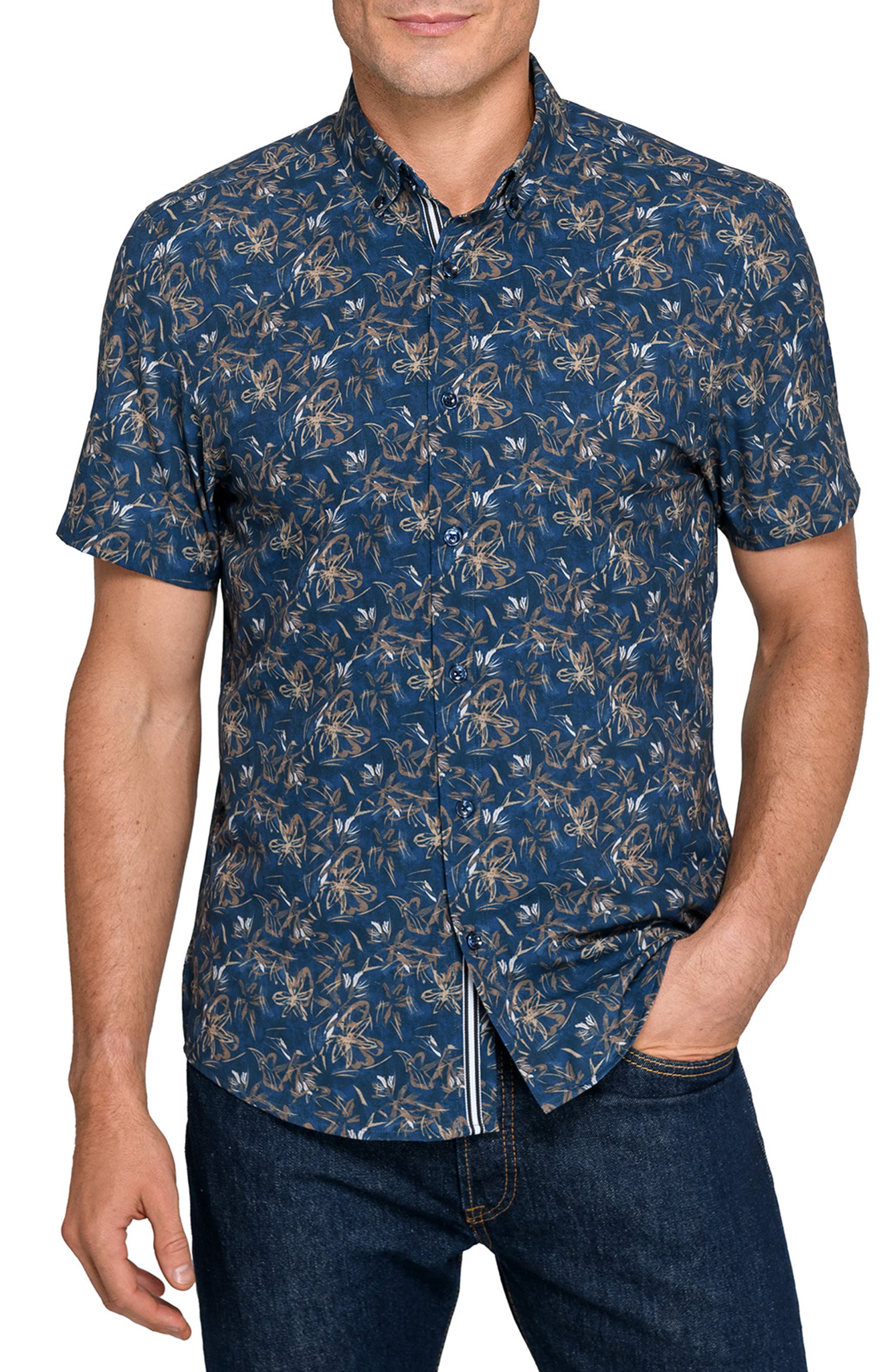 Abstract Woven Short Sleeve Basic