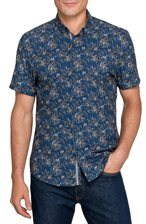 Abstract Woven Short Sleeve Basic