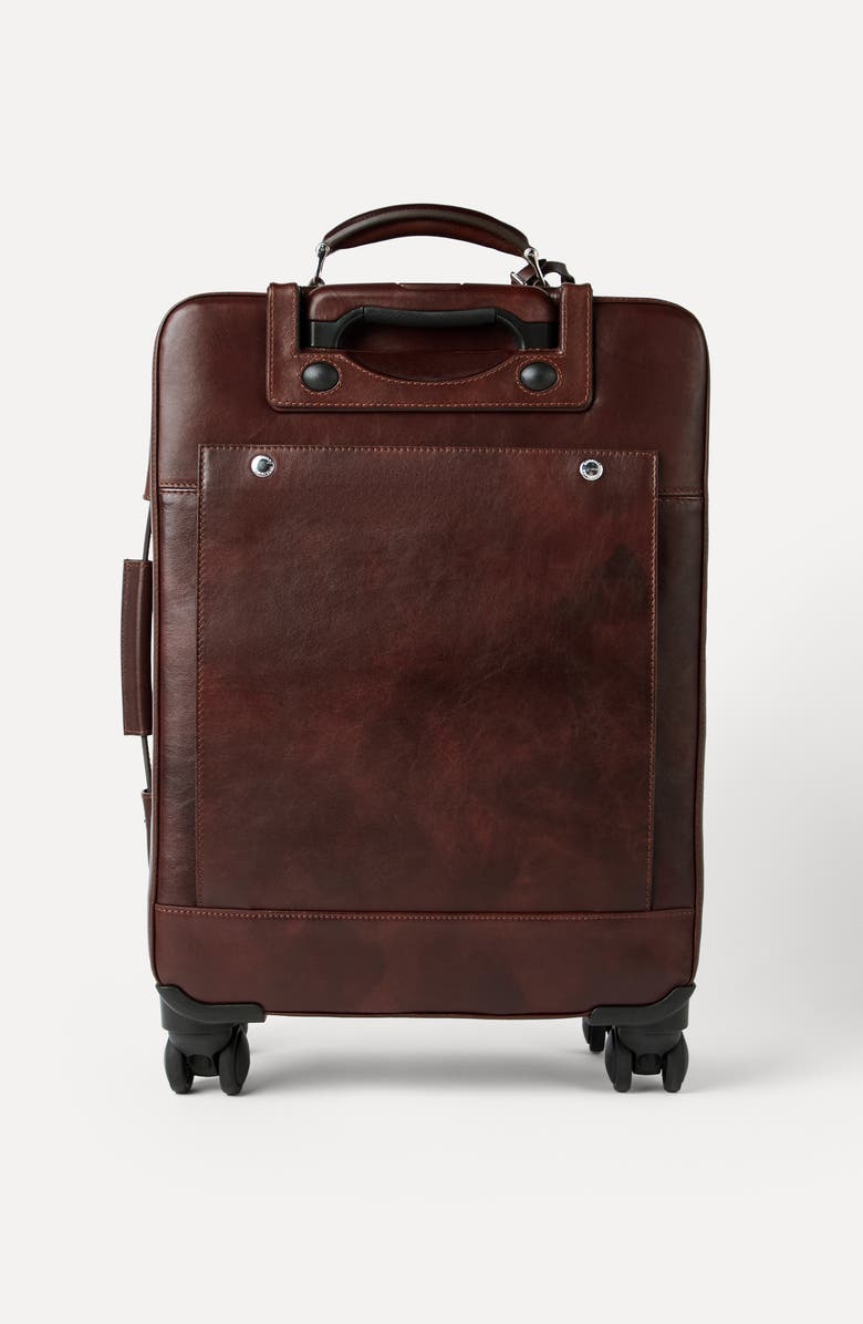 Brunello Cucinelli Burnished calfskin suitcase, Alternate, color, Burgundy