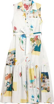 Desigual Postcard Print Sleeveless Shirtdress