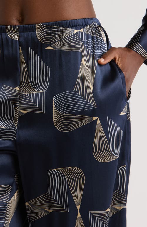 Nordstrom Tailored Stretch Silk Pajamas In Blue