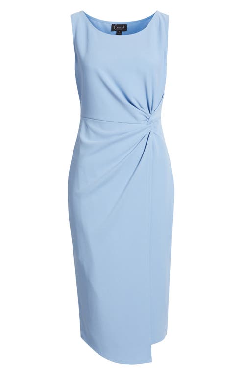 Connected Apparel Side Knot Sleeveless Sheath Midi Dress In Light Blue