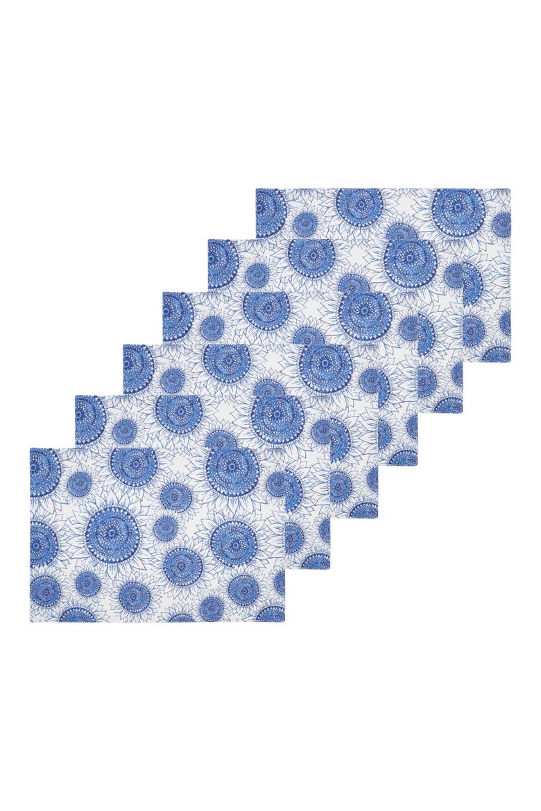 Blue Harvest Sunflower Placemats Set of 6, 14" x 20", Main, color, Blue
